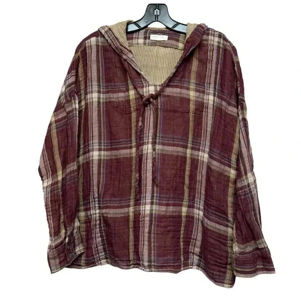 Day to Day Plaid Hooded Flannel Shirt Jacket
Pullover Long Sleeve Large